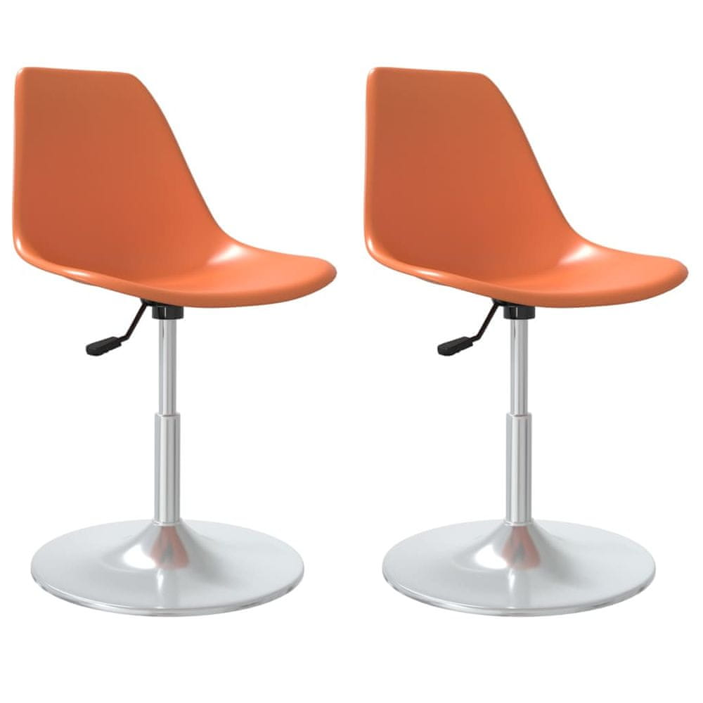 Vidaxl Otočné jedálenské stoličky 2 ks oranžové PP